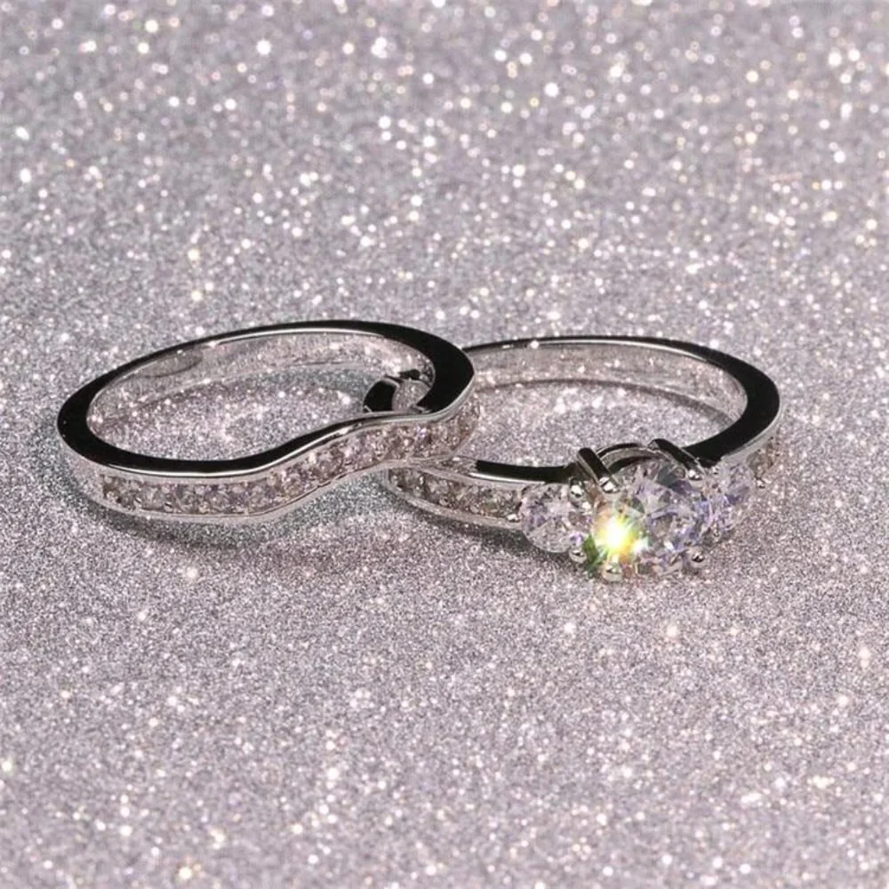 😍Shiny Round CZ Luxury Silver Beautiful Wedding Ring for Women, K876